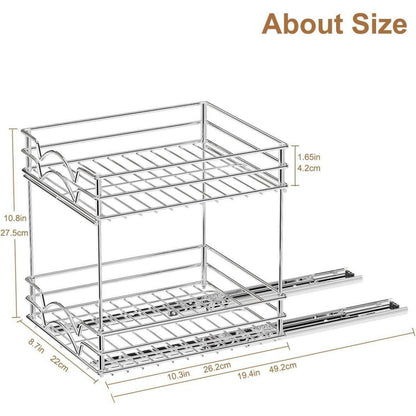 Ausziehbares Gewürzregal Metall Organizer Küche 2 Tier Chrom