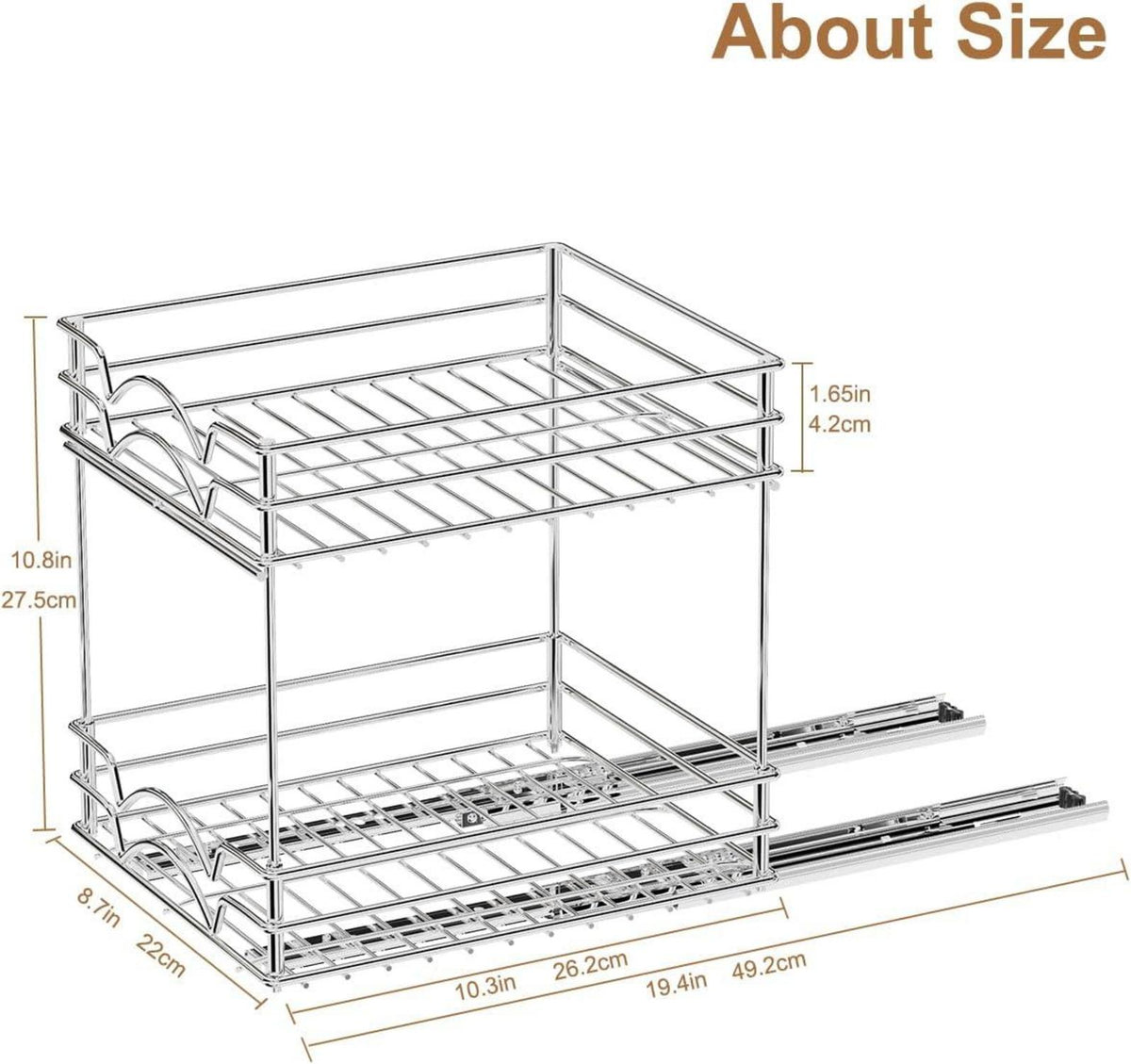 Ausziehbares Gewürzregal für Schrank Metall Ausziehbar 2 Tier Küche