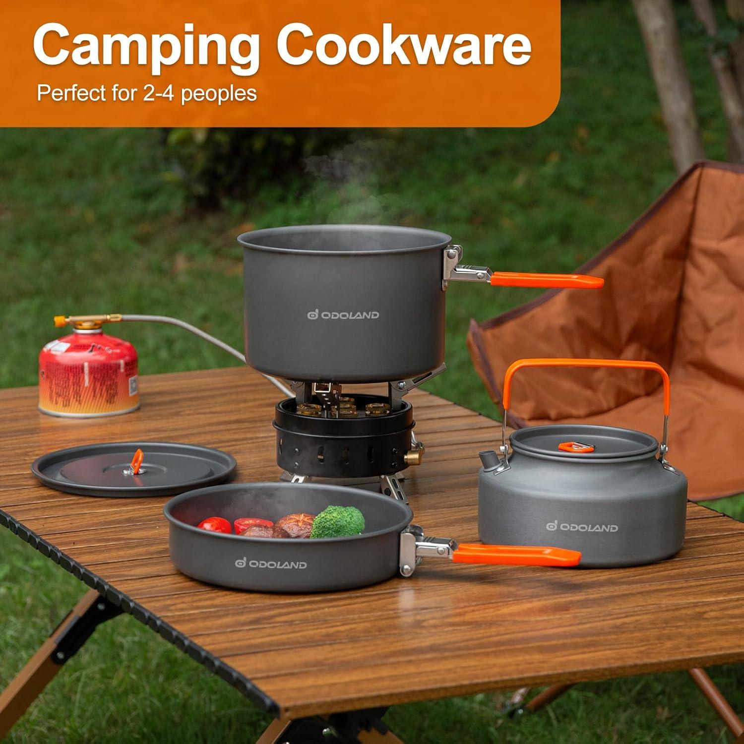 Camping Kochgeschirr Set Outdoor Topf Teekessel Bratpfanne 1-2