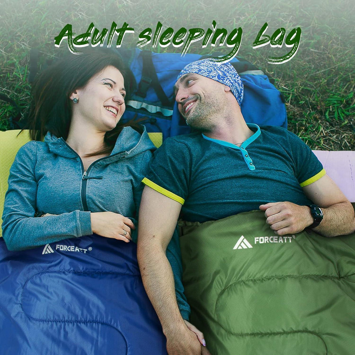 Forceatt Schlafsack 4 Jahreszeiten Ultraleicht 1.6KG Grün 5-15°C