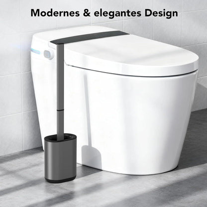 Silikon Toilettenbürste Set mit Halter – Grau