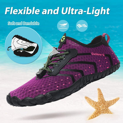 Aqua Schuhe Damen Herren Lila Schnelltrocknend Gr. 36-46