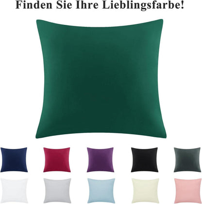 Kissenbezug 80x80 2er Set Grün Mikrofaser mit Reißverschluss