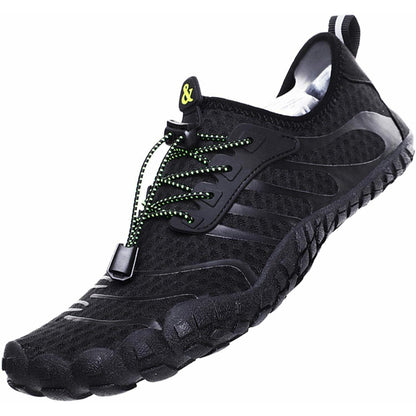Aqua Schuhe Damen Herren Schnelltrocknend mit Drainagelöchern Schwarz