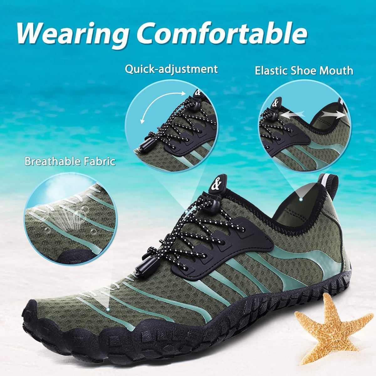 Wasserschuhe Damen Herren Schnell Trocknend Grün 36-46 EU