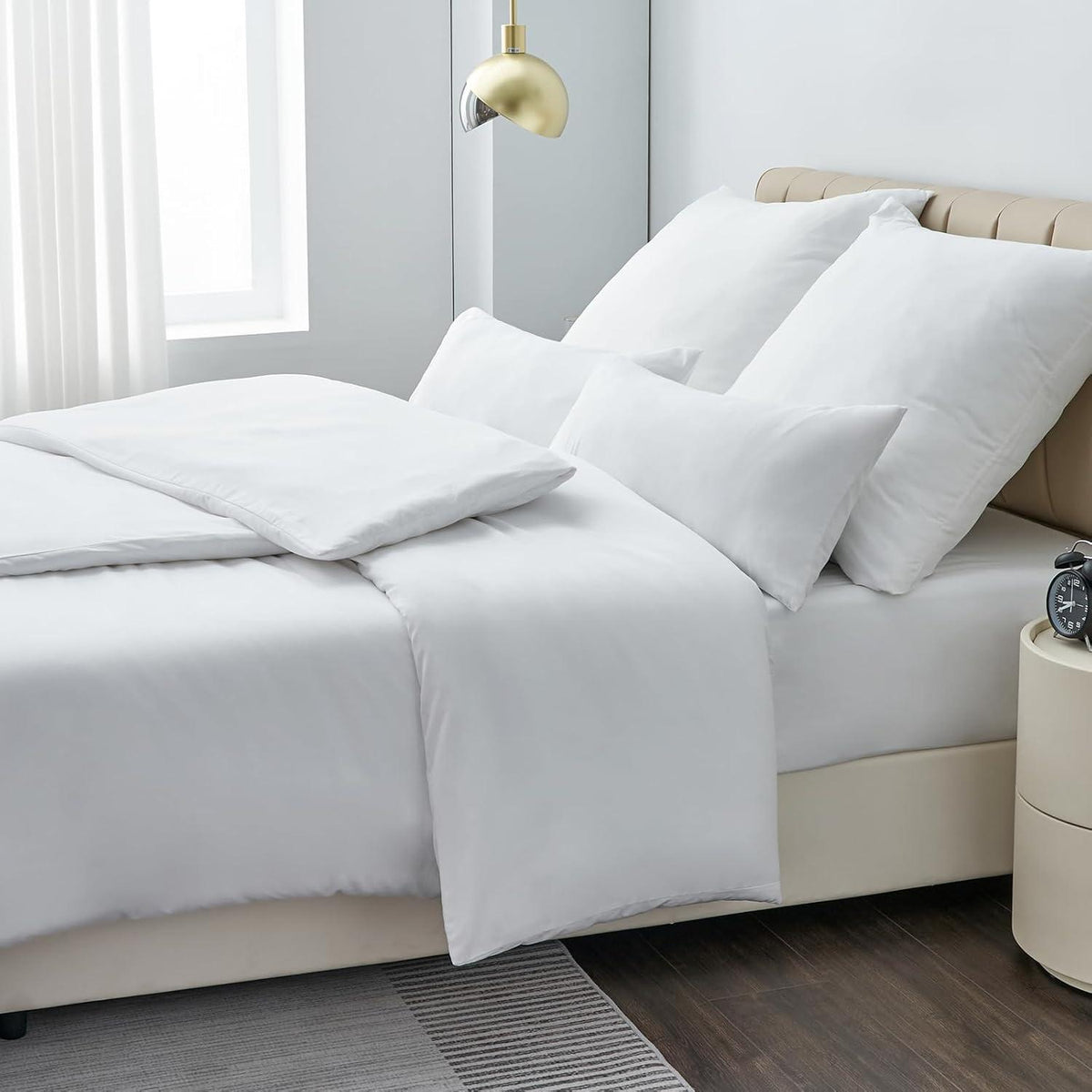 Bettwäsche 135x200 Weiß 4tlg Set Mikrofaser mit Reißverschluss