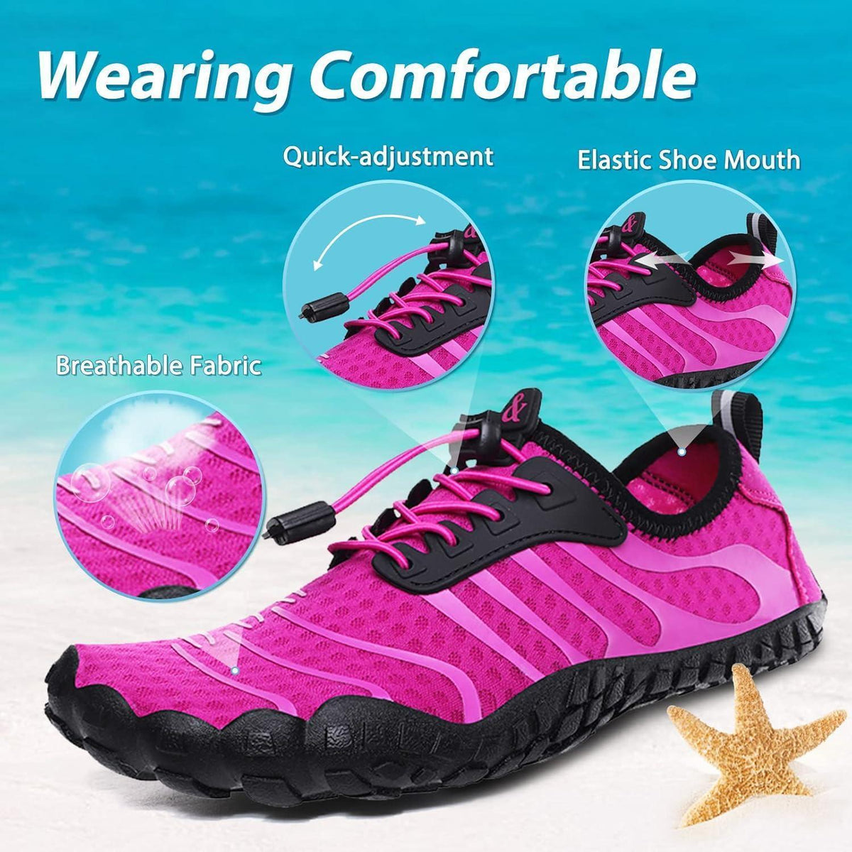 Wasserschuhe Damen Herren Lila Schnelltrocknend Gr. 36-46