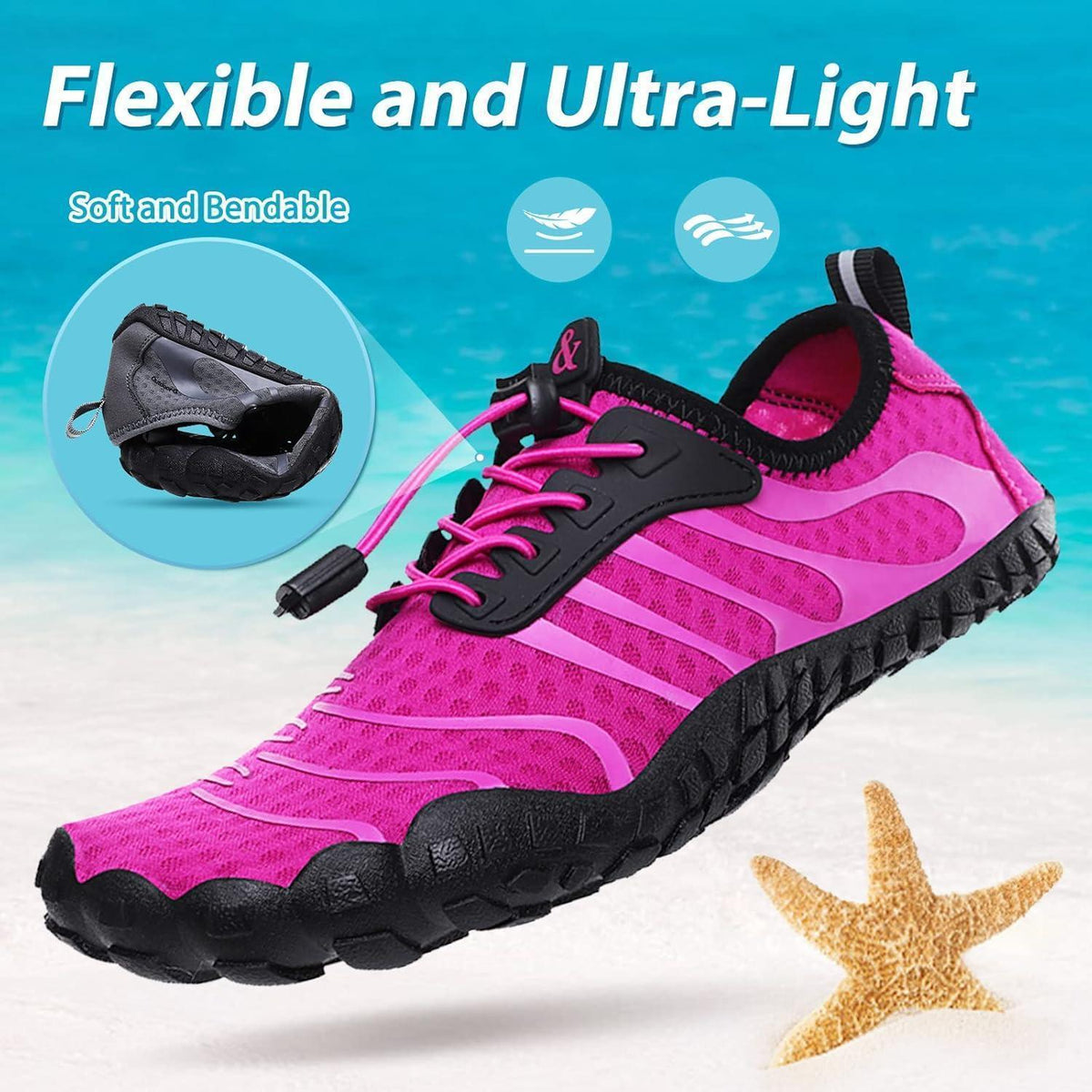 Wasserschuhe Damen Herren Lila Schnelltrocknend Gr. 36-46