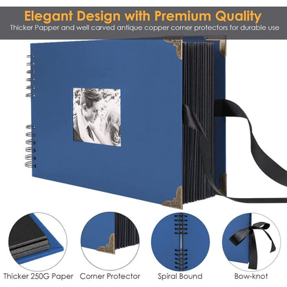 DIY Fotoalbum Scrapbook 80 Schwarze Seiten Blau Navy