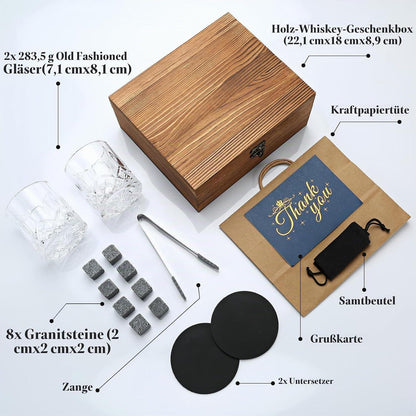 Whisky Geschenkset mit Gläsern & Steinen – Luxus für Männer