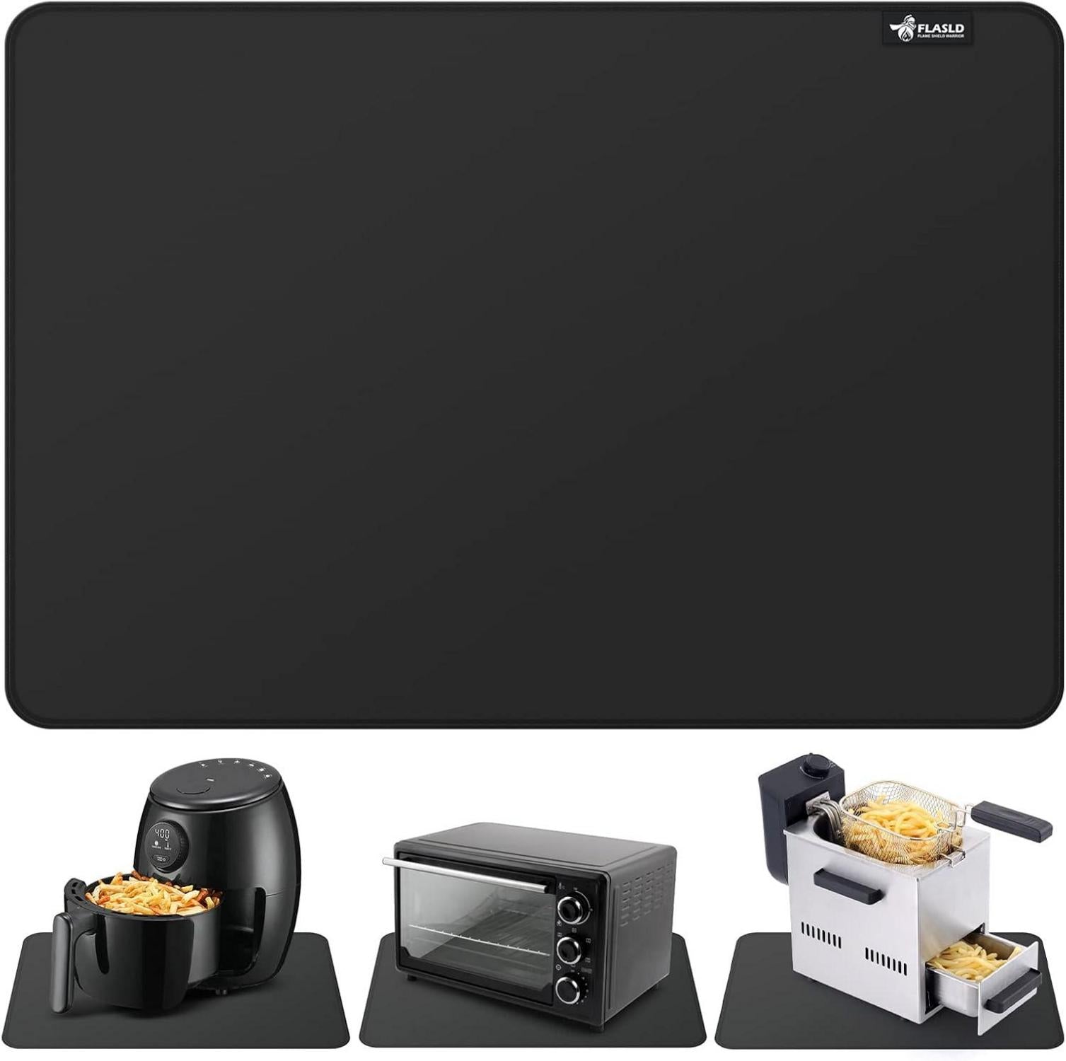 Hitzebeständige Silikonmatte für Arbeitsplatten in Schwarz 40x60 cm