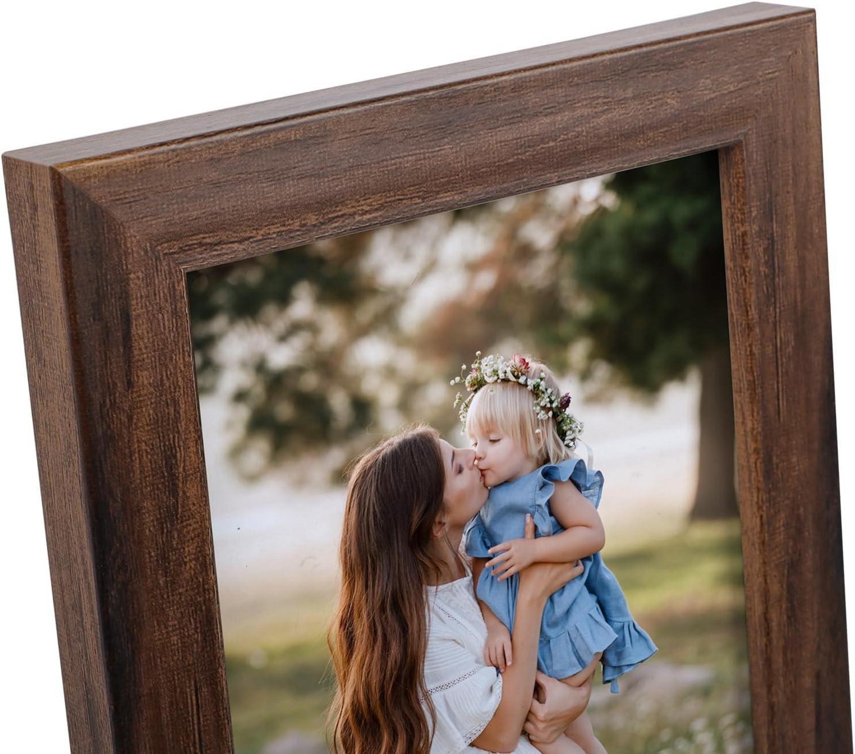 EXYGLO Fotorahmen Collage 7er Set 20x25cm Braun für Wand oder Tisch