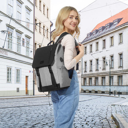 LOVEVOOK Rucksack Damen Herren 15.6 Zoll Laptop Schulrucksack Wasserfest Uni Reise Business Grau Schwarz