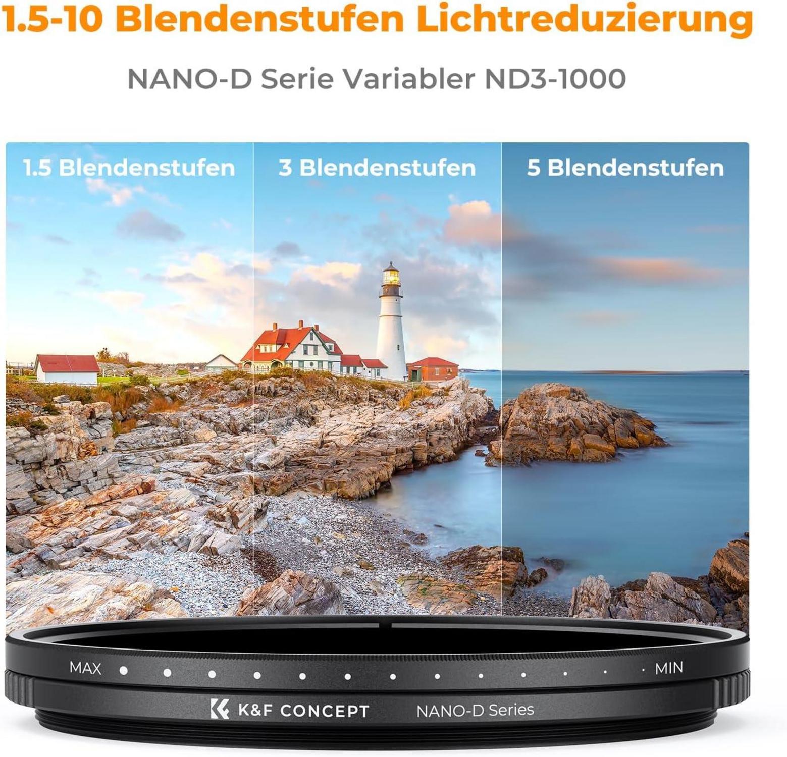Variabler ND Filter ND3-ND1000 43mm 1.5-10 Blendenstufen
