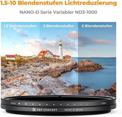 Variabler ND Filter ND3-ND1000 43mm 1.5-10 Blendenstufen