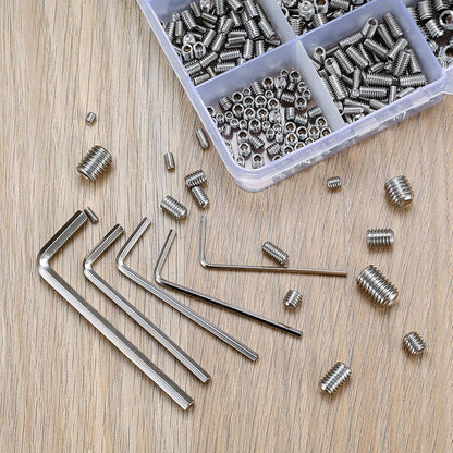 Madenschrauben Sortiment Set 540 Stück Edelstahl M2-M8 Innensechskant