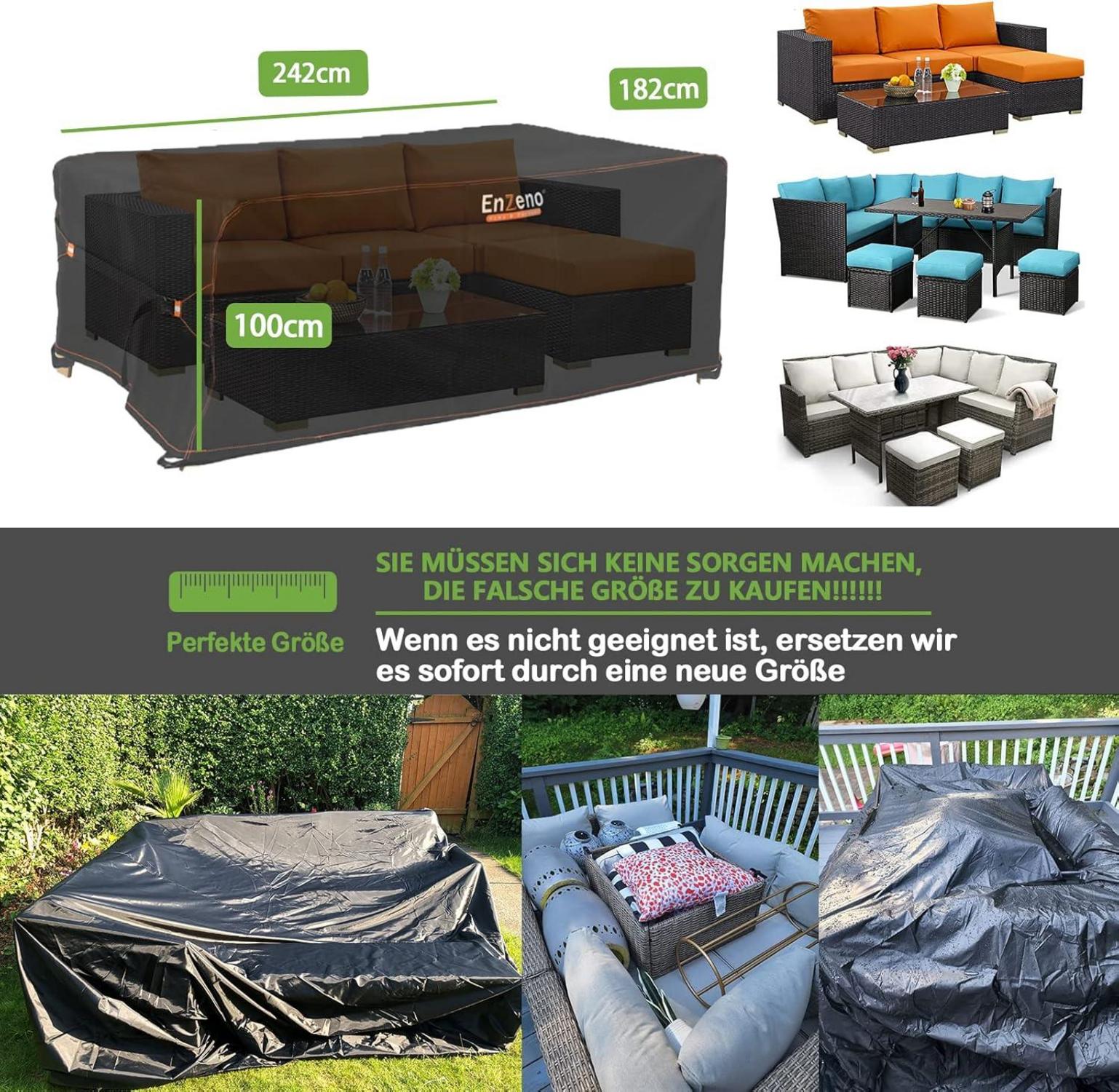 Abdeckung für Gartenmöbel 242x182x100cm Wasserdicht 420D Oxford