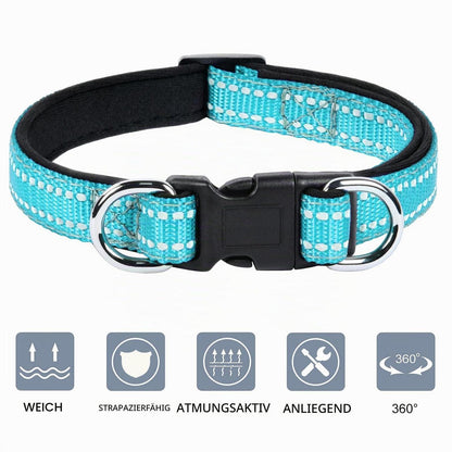 Reflektierendes Hundehalsband Blau S – Verstellbar & Atmungsaktiv
