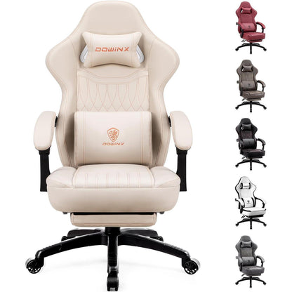 Gaming Stuhl mit Massage Lendenwirbelstütze und Fußstütze in