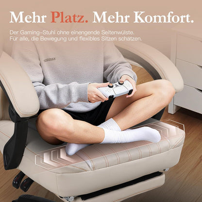 Gaming Stuhl mit Massage Lendenwirbelstütze und Fußstütze in
