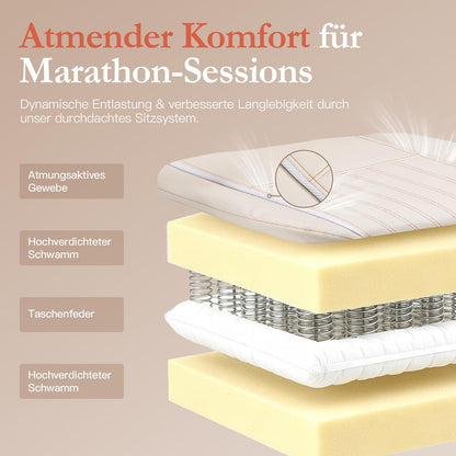 Gaming Stuhl mit Massage Lendenwirbelstütze und Fußstütze in