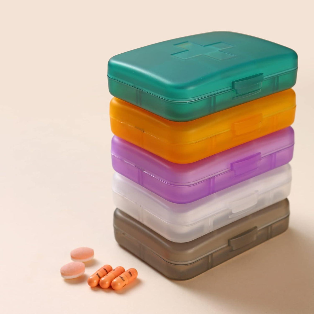 Pillendose wöchentlich, tragbarer Pillen-Organizer, 6 Fächer, Medikamente, Gesundheitsprodukte, Zubehör, Lila