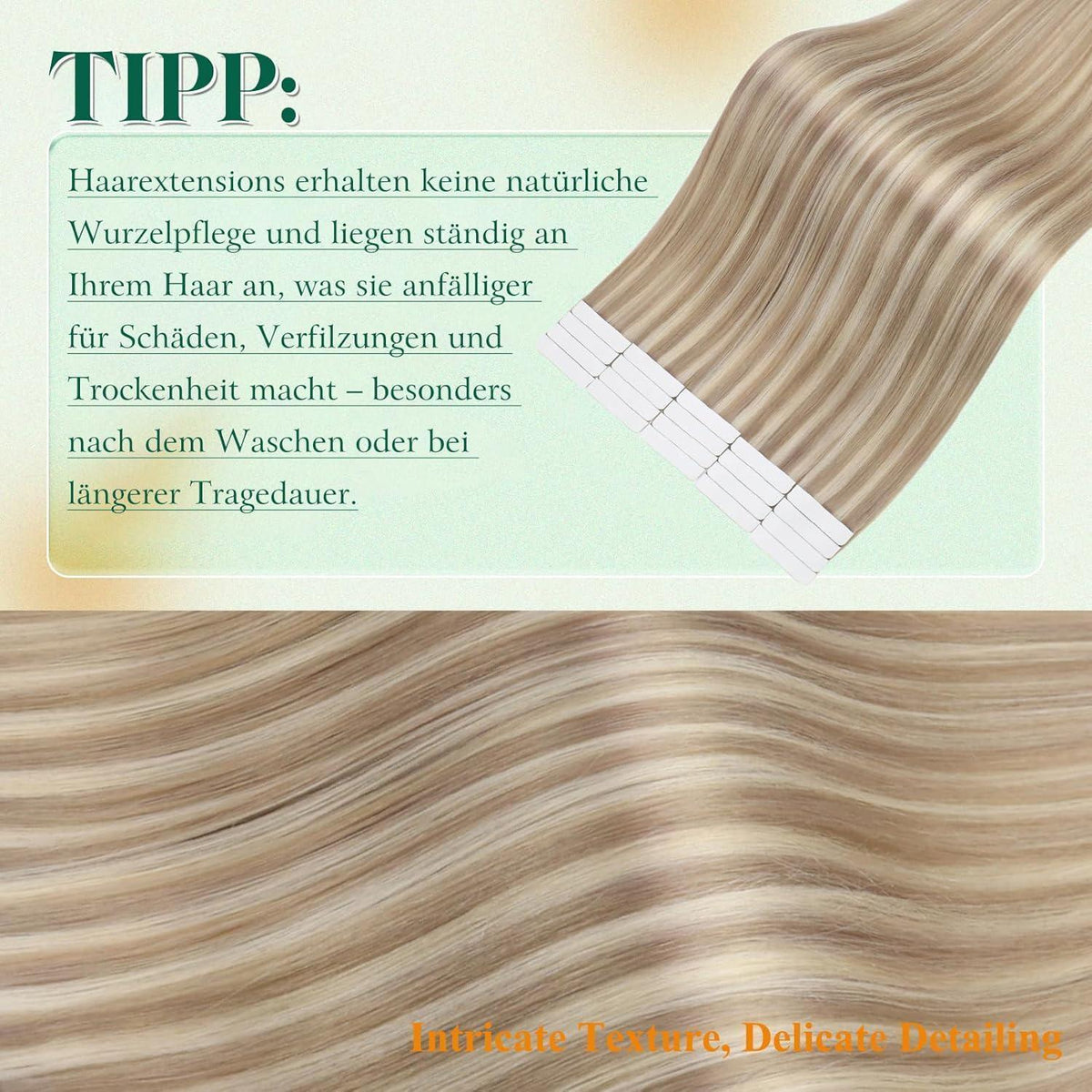 Echthaar Tape Extensions 60cm Blond – #18/613, 50g