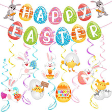 36Pcs Easter Hanging Banner Bunny Rabbit Egg Decor Kit