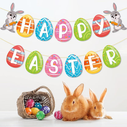 Oster-Deko: 36Pcs Happy Easter Banner Hängend Hase Ei Home Party Swirl