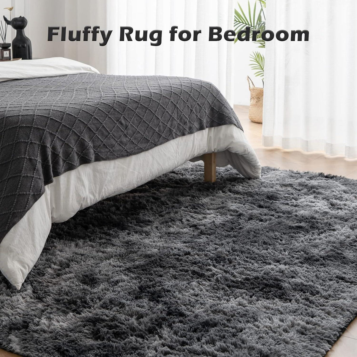 OMERAI Großer Hochflor Teppich Antirutsch Weich Schlafzimmer