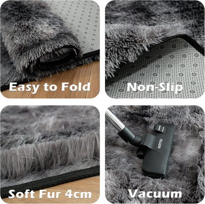 Hochflor Teppich Weicher Wohnzimmer Antirutsch Groß Shaggy Waschbar