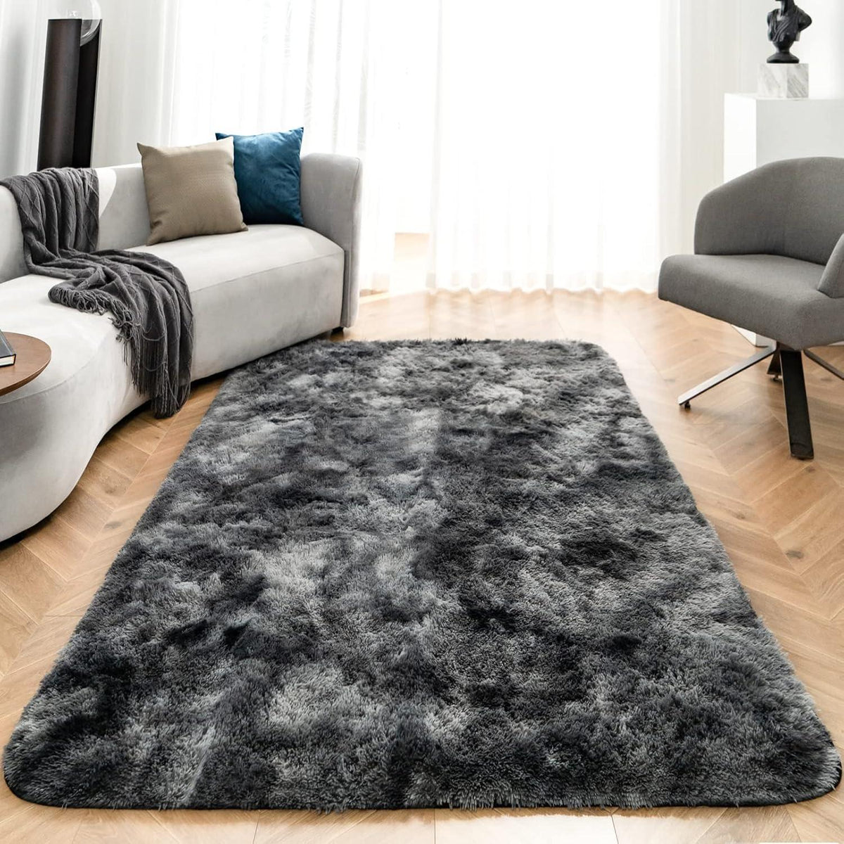 Wohnzimmer Teppich Groß Super Weich Waschbar Antirutsch Shaggy Teppich 150x240cm