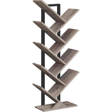 HOOBRO Bücherregal Baumform 9 Ebenen Holz Metall 34x20x116cm