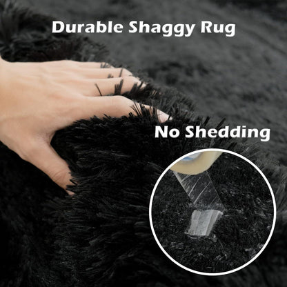 OMERAI Shaggy Teppich Antirutsch Superweich Groß Wohnzimmer Schlafzimmer Teppich Schwarz 150x240cm