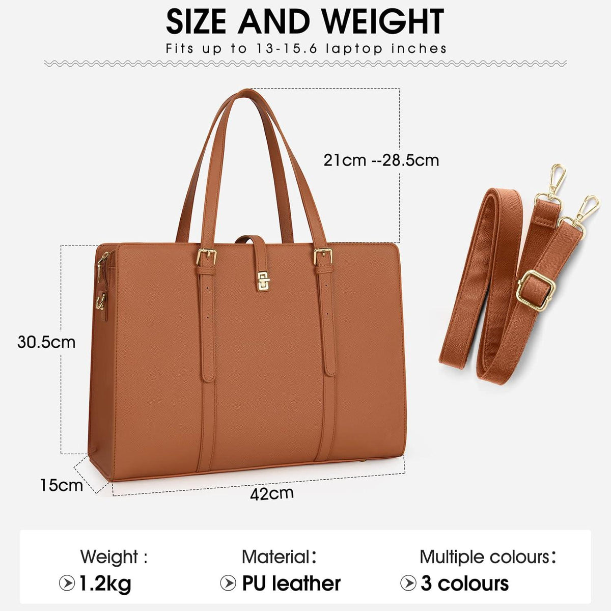 Handtasche Damen Groß 15.6 Zoll Laptop Wasserdicht PU Leder