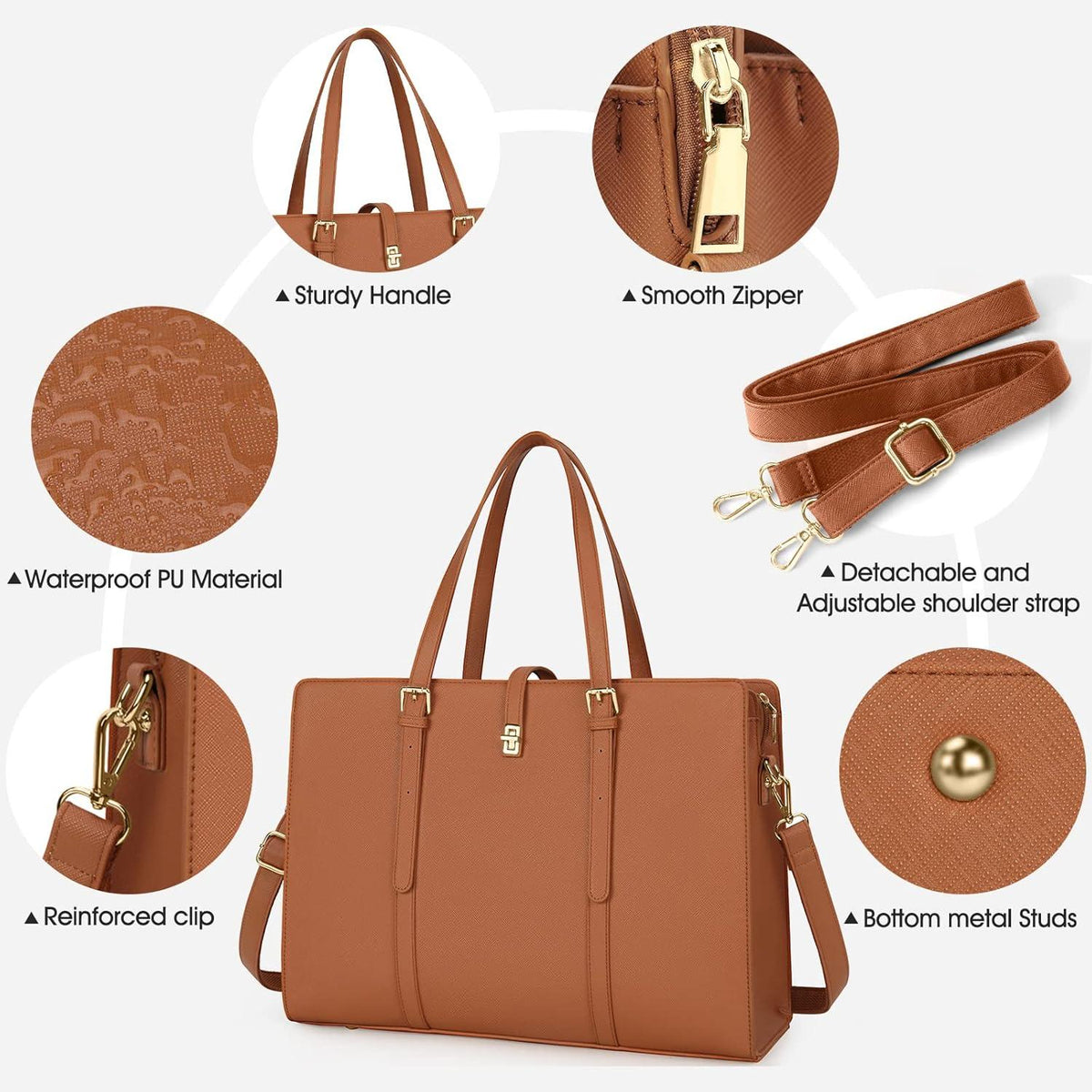 IGOLUMON Damen Handtasche Shopper Groß Wasserdicht Laptop 15.6 Zoll PU