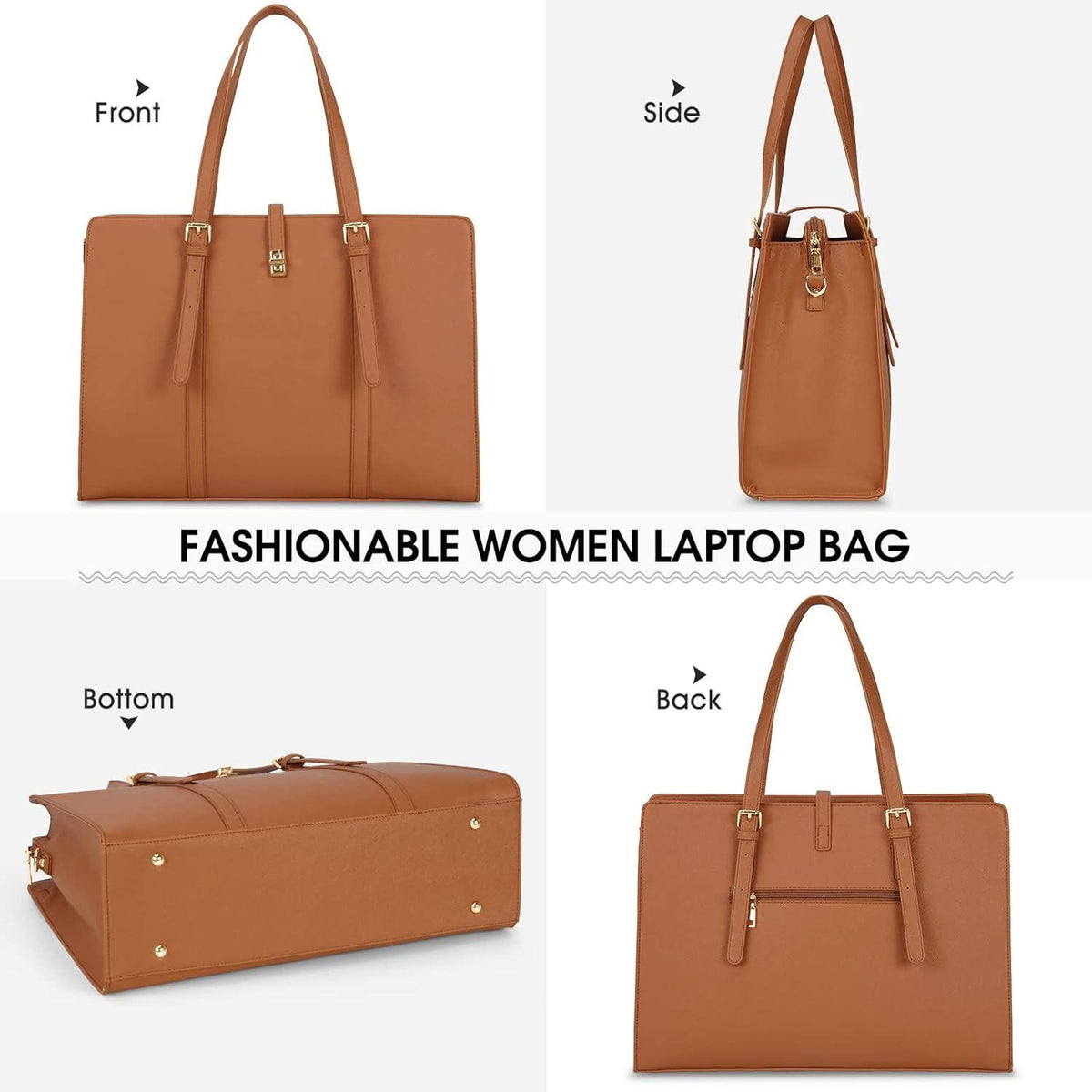 IGOLUMON Damen Handtasche Shopper Wasserdicht 15,6 Zoll Braun