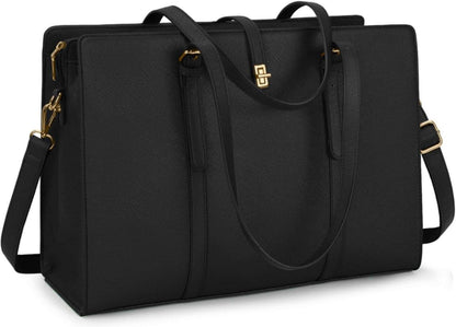 Große Schwarze Wasserdichte Handtasche Damen 15.6 Zoll PU Leder