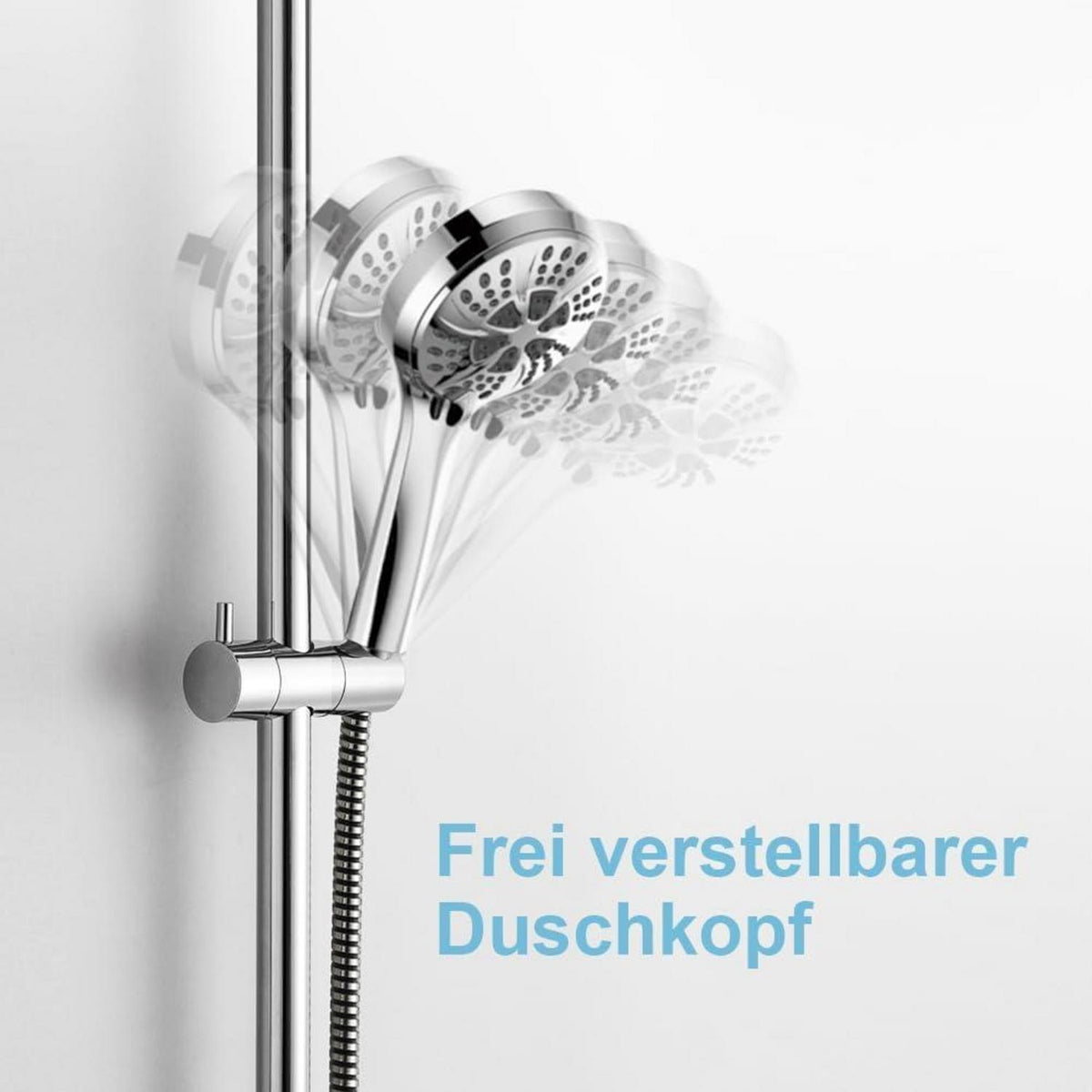 Verstellbare Duschstange Edelstahl 70cm mit Halterung