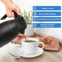 2L Edelstahl Isolierkanne Teekanne Thermoskanne Schwarz
