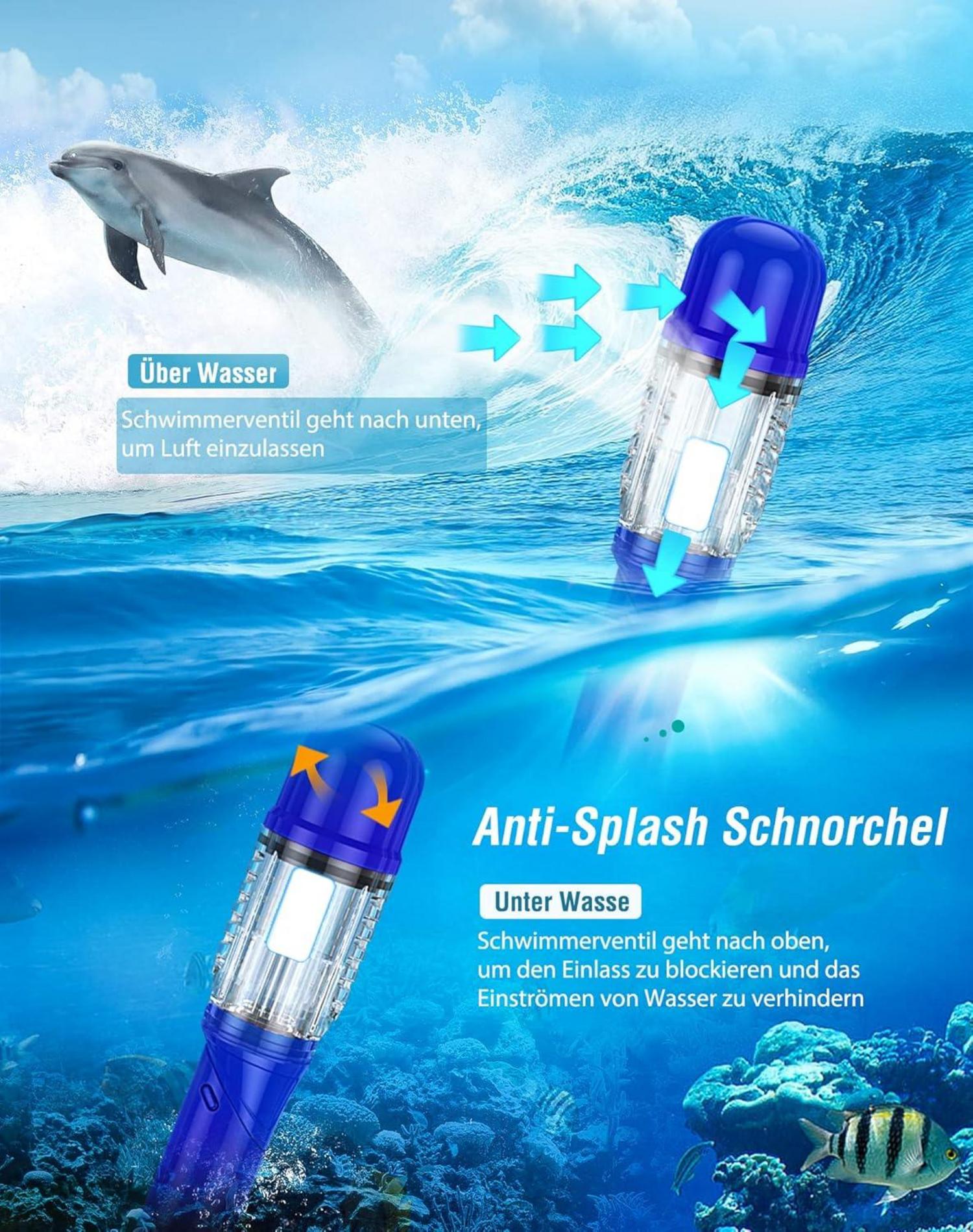 Schnorchelset Erwachsene Professionell Schnorcheln Anti-Leck-Fog 3in1