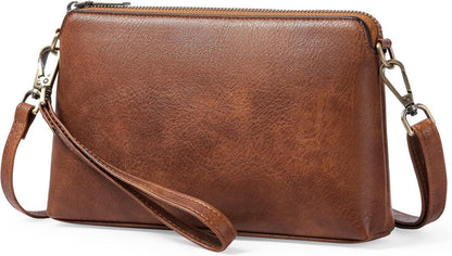 Kleine Damen Umhängetasche mit Kartenfächer - Braun
