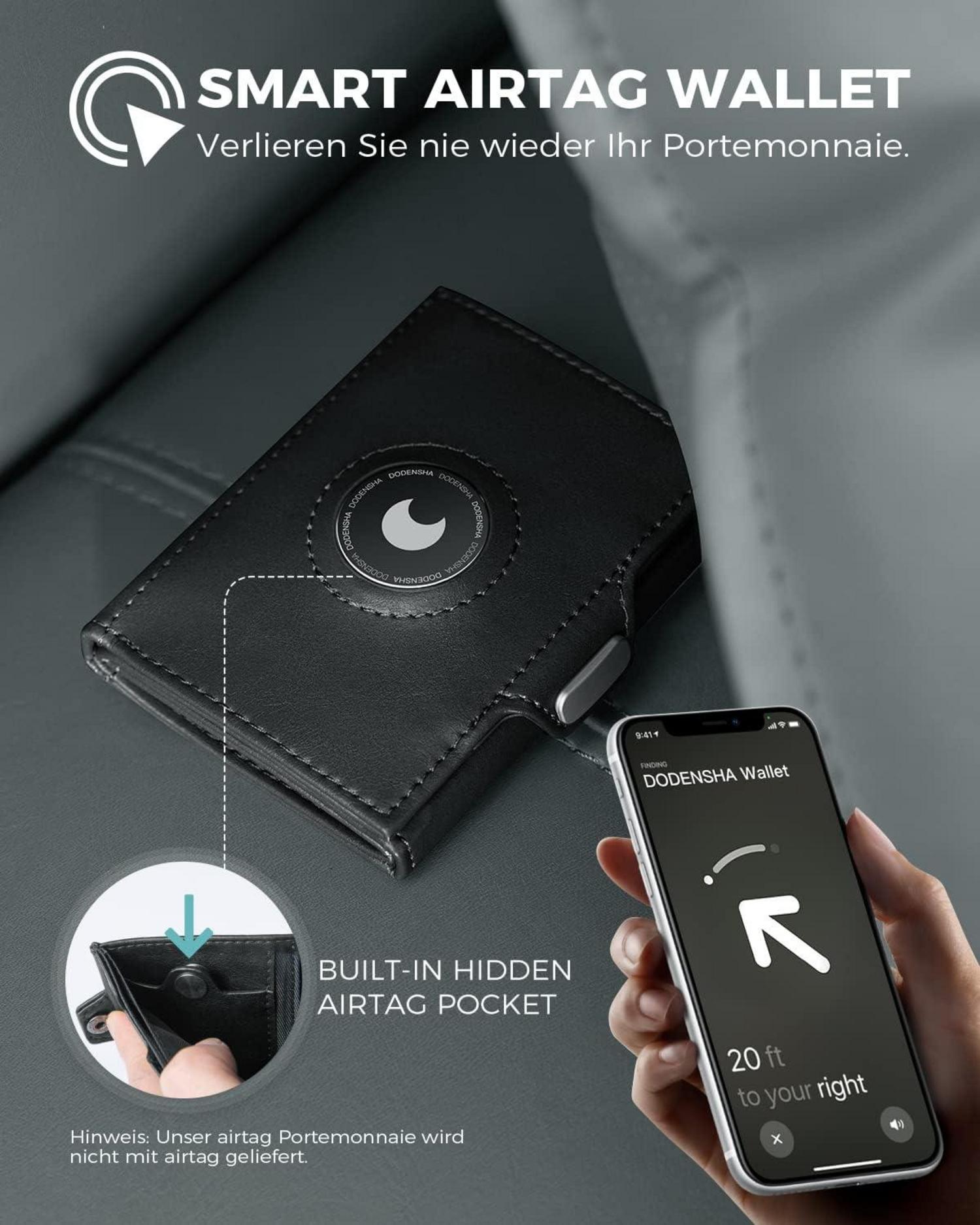 Mini Geldbörse mit RFID-Schutz für Herren | Karten Portemonnaie mit Münzfach | Schwarz