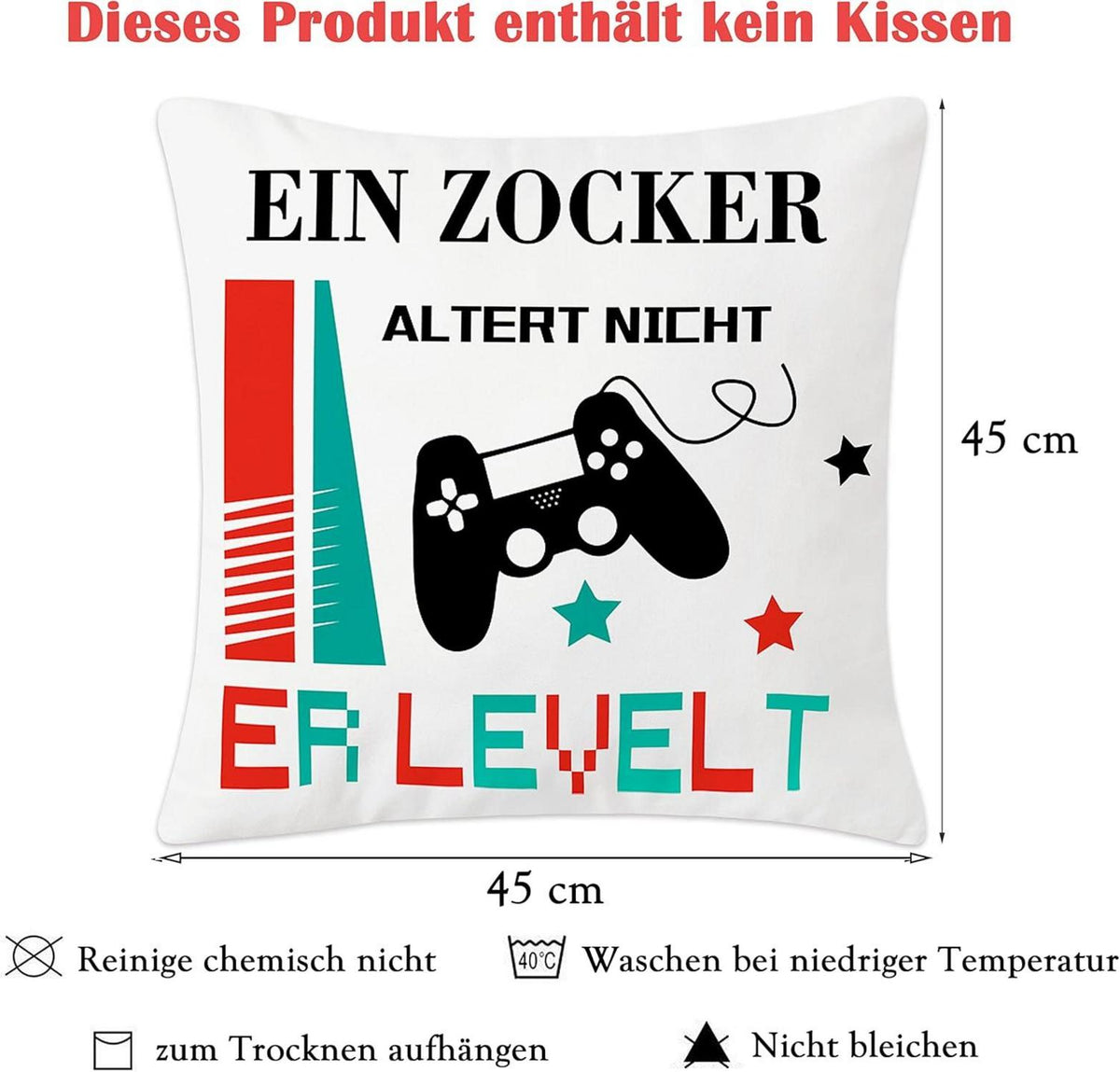 Gaming Deko Kissenbezug 45x45 Geschenk Mann Jugendzimmer