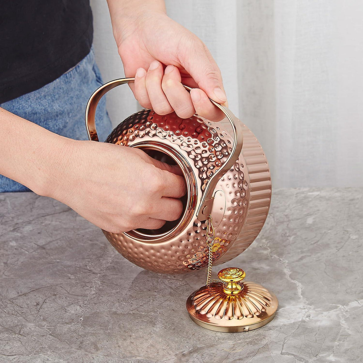Edelstahl Teekanne 1,8L mit Teesieb – Kupferfarben