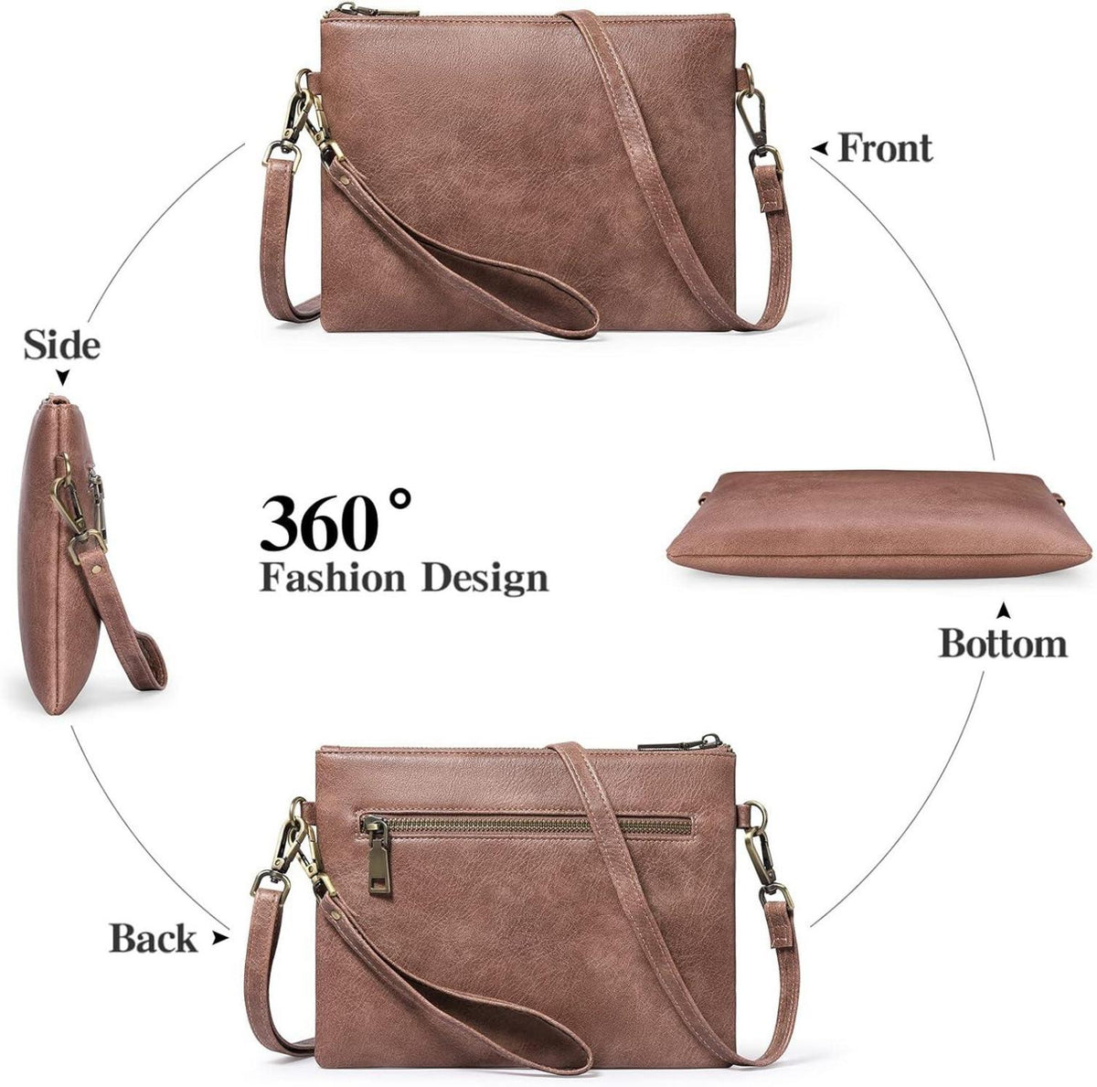 Crossbody Bag Damen Umhängetasche RFID Schutz Leder Brieftasche