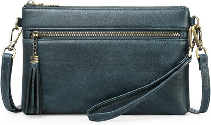 Umhängetasche Damen Klein RFID Schutz Vegan Leder Crossbody Bag