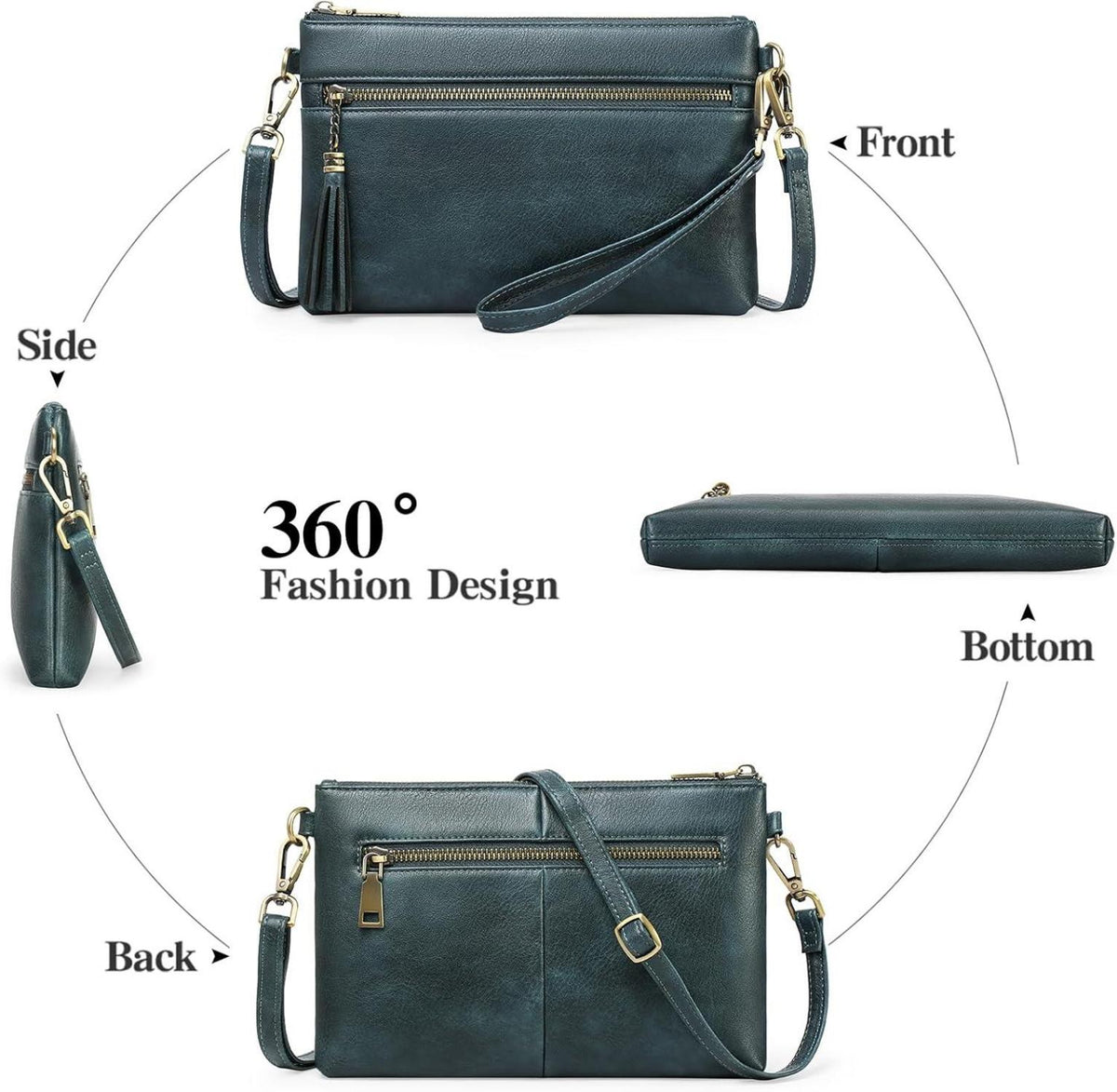 Umhängetasche Damen Schultertasche RFID Schutz Vegan Leder Crossbody C02