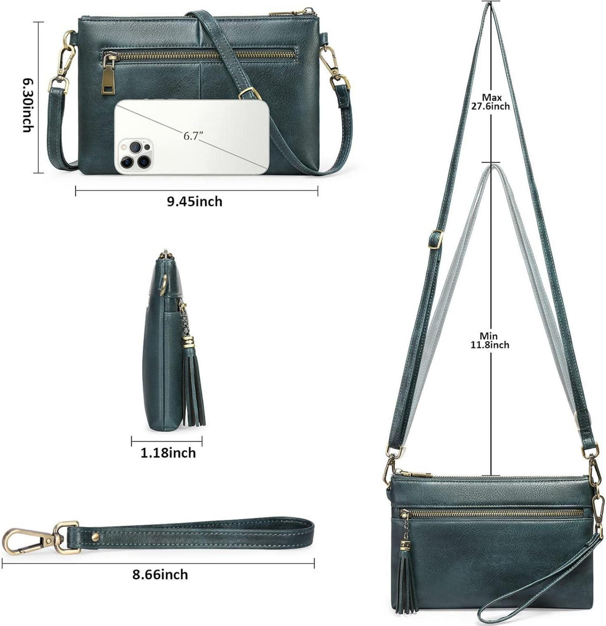 Umhängetasche Damen Schultertasche RFID Schutz Vegan Leder Crossbody
