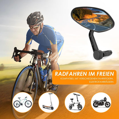 Arkham Fahrradspiegel HD Auto-Grad Glas ovaler Lenker-Rückspiegel, verstellbar, E-Bike, 1 Stück